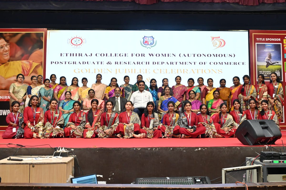 Golden Jubilee of Commerce Dept, Ethiraj College! Hon’ble Minister Dr. T.R.B. Rajaa inspired students with his address. A Coffee Table Book was unveiled, faculty &amp; alumnae honoured. A proud legacy of excellence &amp; empowerment! 
<a href="/TRBRajaa/">Dr. T R B Rajaa</a> <a href="/mike_vmm/">Mike Muralidharan</a>  
#COMET2025  #GoldenJubilee
