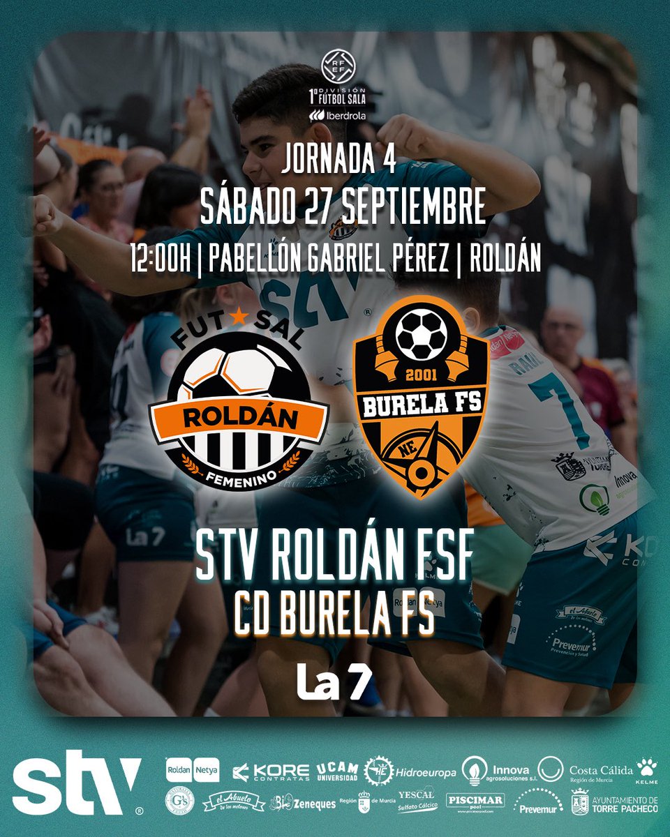 ⚽️ 𝗣𝗥𝗢́𝗫𝗜𝗠𝗢 𝗣𝗔𝗥𝗧𝗜𝗗𝗢 

📅 Sábado 
🕕🇪🇸12:00H 🇵🇹11:00H
🆚 <a href="/burelafs/">Reyco Burela FS</a> 
📍 Roldán 
🏟 Pabellón Gabriel Pérez
📺 <a href="/la7tele/">La 7</a> 
🧡 ¡Vamos equipo!

#STVRoldan