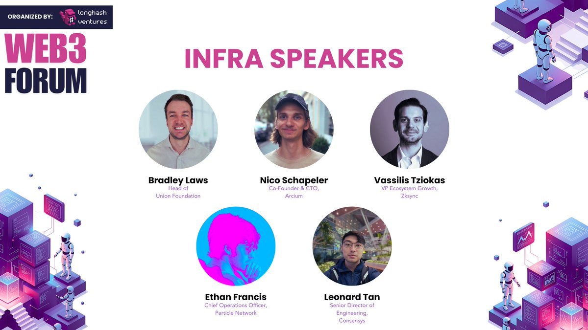LongHashVC's tweet image. Introducing our last line-up of infrastructure track speakers for LongHash Web3 Forum LongHash Web3 Forum in Singapore during @token2049 week:

•Bradley Laws, Head of @UnionFDN
•@cryptopapi997, Co-Founder &amp;amp; CTO @ArciumHQ
•@TziokasV, VP Ecosystem Growth @zksync
•@TABASCOweb3,…