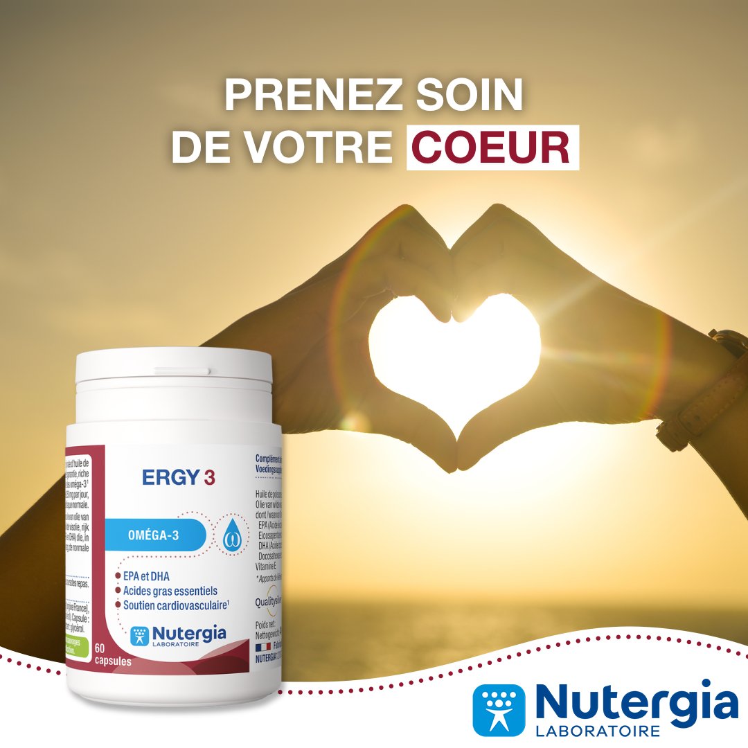 À l’occasion de la Journée mondiale du cœur, rappelons que de simples habitudes peuvent soutenir sa santé au quotidien.

ERGY 3 est une association d’huiles natives de poissons sauvages, riches en EPA et DHA.

Retrouvez ERGY 3 sur notre site : nutergia.pulse.ly/fycvhigvoe