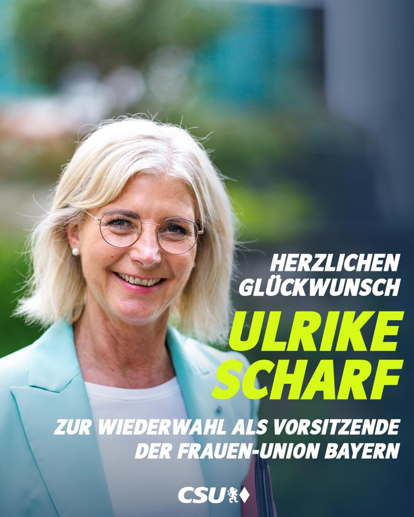 Wir gratulieren <a href="/ulischarf/">Ulrike Scharf</a> zur Wiederwahl als Vorsitzende der Frauen-Union Bayern. Weiterhin viel Erfolg.