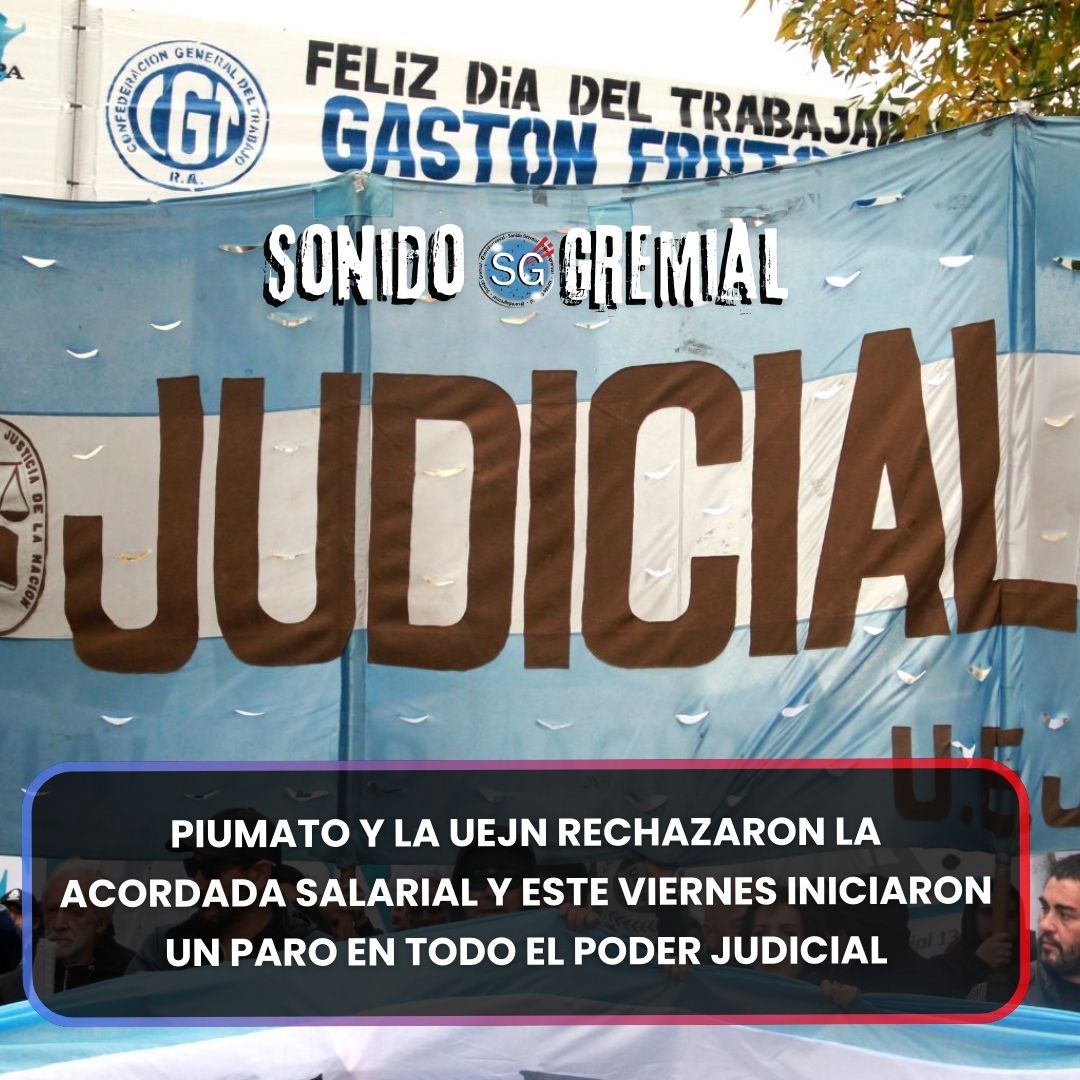 🔊⚖️ <a href="/PrensaUEJN/">Prensa UEJN</a>  anunció un paro nacional de 24 horas para este viernes 26 de septiembre en reclamo por una recomposición salarial que consideran insuficiente
🔵🔴
sonidogremial.com.ar/piumato-y-la-u…