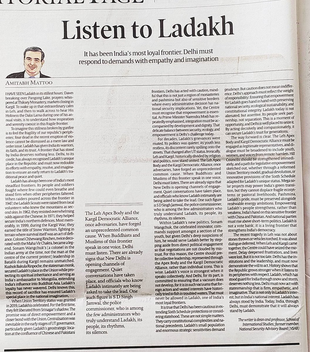 What a sane &amp; 'from the heart' OpEd by <a href="/amitabhmattoo/">Amitabh Mattoo</a>

Powers-that-be must read this.

As someone who has spent most of his flying career in those beautiful valleys &amp; mountains, I JUST CANNOT IMAGINE the misfortune that has befallen that serene place, &amp; its people.

#lehladakh