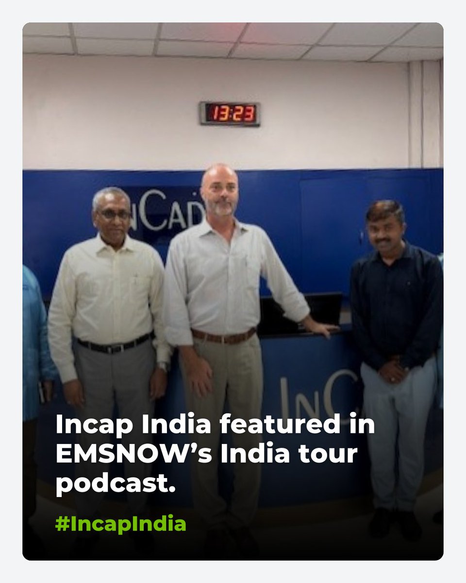 incap_group's tweet image. 🎧 #IncapIndia featured in #EMSNOW’s India tour podcast
In the podcast, they share insights about our 18 years of operations in India.
👉 Tune in here: emsnow.com/emsnow-on-tour…