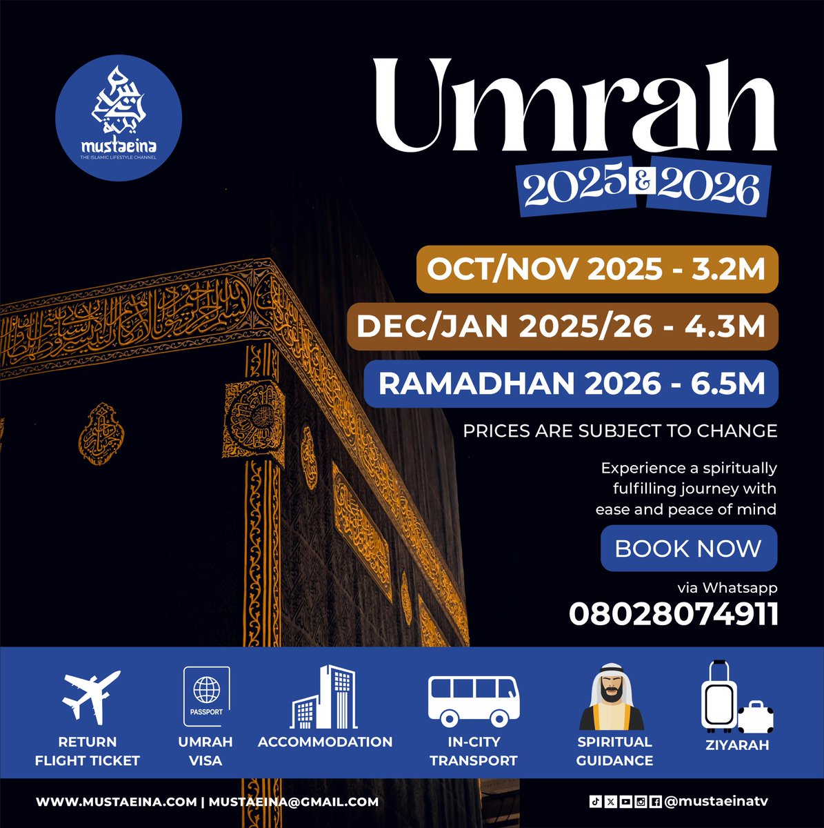 Experience a spiritually fulfilling journey with ease and peace of mind with #Mustaeina #Hajj #Umrah