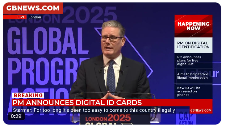 IDENTIFICACIÓN DIGITAL OBLIGATORIA EN EL REINO UNIDO. El primer ministro Keir Starmen anuncia la obligatoriedad de obtener una identificación digital. Será imposible trabajar sin ella. 

#IdentificaciónDigital #ReinoUnido #KeirStarmer #Inmigración #EstadoTotalitario