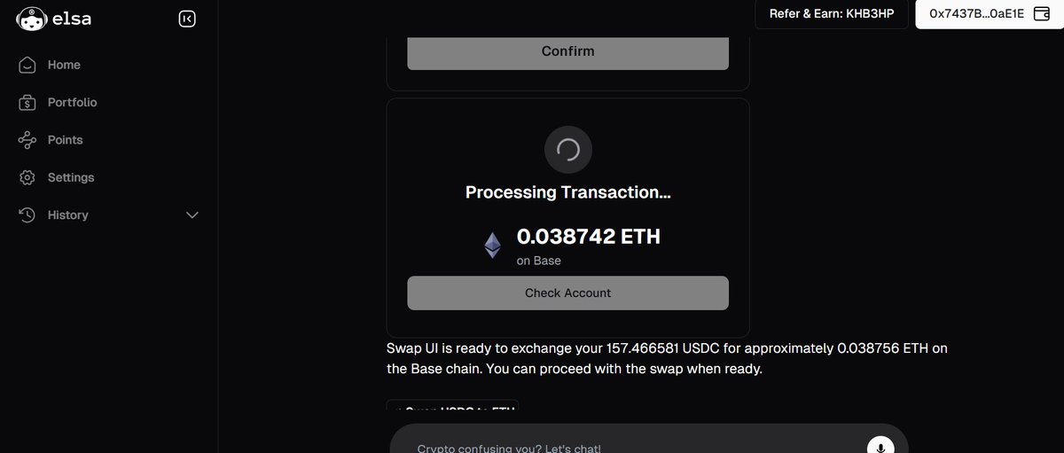 i try swap on <a href="/HeyElsaAI/">HeyElsa</a> very smooth and  fast.
You may try too!!!
#Bullish project #ilovethisproject #gElsa