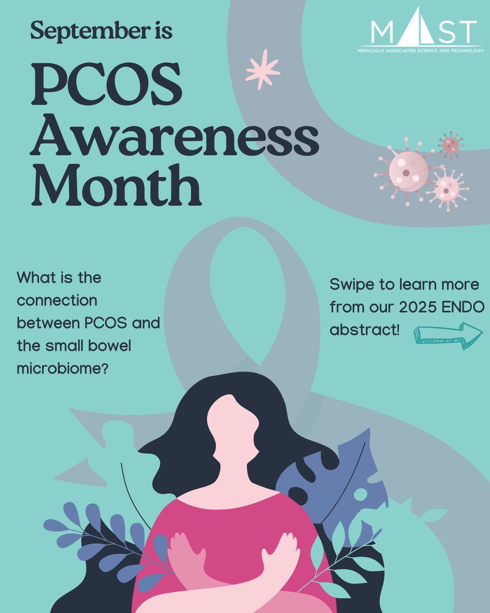 MASTprogram's tweet image. It’s #PCOSAwarenessMonth!💪

At MAST, we’re working to study how the gut #microbiome influences all aspects of health, including insulin resistance, hormone production, and conditions like #PCOS 

In one of our #ENDO2025 abstracts, we found that a common gut bacterium can trigger…