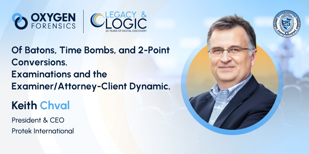 oxygenforensic's tweet image. 📣 Oxygen is pleased to announce Keith Chval as speaker.
Attend this conference and learn more about ‘Of Batons, Time Bombs, and 2-Point Conversions. Examinations and the Examiner/Attorney-Client Dynamic‘.
Register today! hubs.li/Q03Lc0L_0
#OxygenLegacyLogic #DFIR