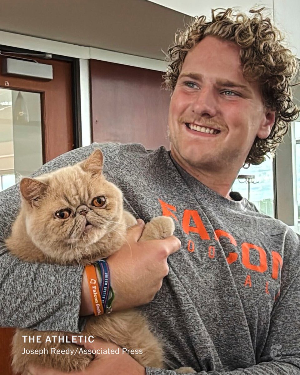 From <a href="/TheAthletic/">The Athletic</a>: Pudge the Cat, a smoosh-faced exotic shorthair with the scowl of a grumpy coordinator, has become catnip to college football fans. Beyond his cuteness, Pudge also gave support to his owner during a very tough time. nyti.ms/4myTYUg