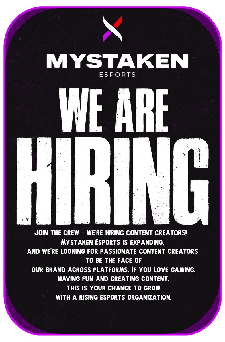 MystakenEsports's tweet image. 🚨We’re looking for content creators to join our esports team!
If you’re passionate about gaming and creating content, we want to hear from you.
 Apply here  forms.gle/ZvdimiK2iPfYNf…

#Esports #ContentCreators #Gaming