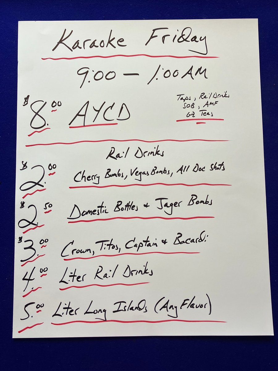 GroundZeroWW's tweet photo. Karaoke will start around 10:30 and we have new shot specials every night from 9:00-10:00. https://t.co/59li2HgVUu