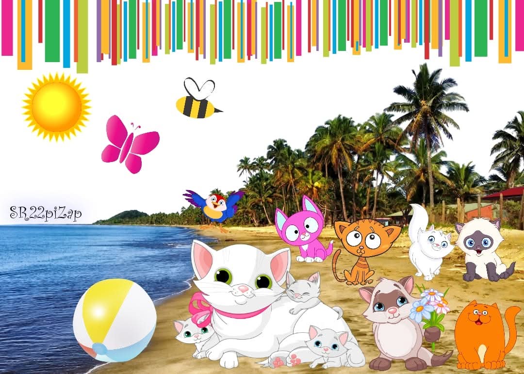 mpcaa14's tweet image. Summer Cats!😻🐈🐈‍⬛️🐱💚🏖☀️#mpcaa14 #sr25 #piZap #cats #summer