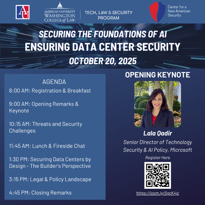 PerkinsCoieLLP's tweet photo. 📆 Hear from Senior Counsel David Aaron at “Securing the Foundations of AI: Ensuring Data Center Security,” a one-day conference being hosted by @AUWCL and @CNASdc on October 20.
 
Perkins Coie is proud to be a sponsor of this event that will explore the multifaceted challenges of securing data centers, including insider threats, physical security, supply chain integrity, and cybersecurity.
 
Learn more and register: https://t.co/tlb5tyQSZC.
 
#DataCenters #DataCenterSecurity #DataCenterInfrastructure #AI