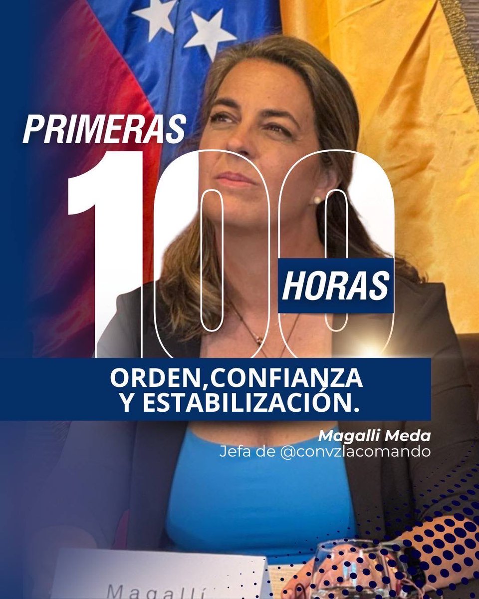 ConVzlaComando's tweet photo. Orden, emergencia y estabilización: Así serán las primeras 100 horas de Venezuela después de la dictadura.

🇻🇪 Magalli Meda (@MagalliMeda), Jefa del Comando Con Vzla, en entrevista con @JesusGonzalezS y Kilómetro. 

📲 Aquí puedes escucharla: 
https://t.co/GNKa7riA42

#VaAPasar https://t.co/Ez7xtb1dge