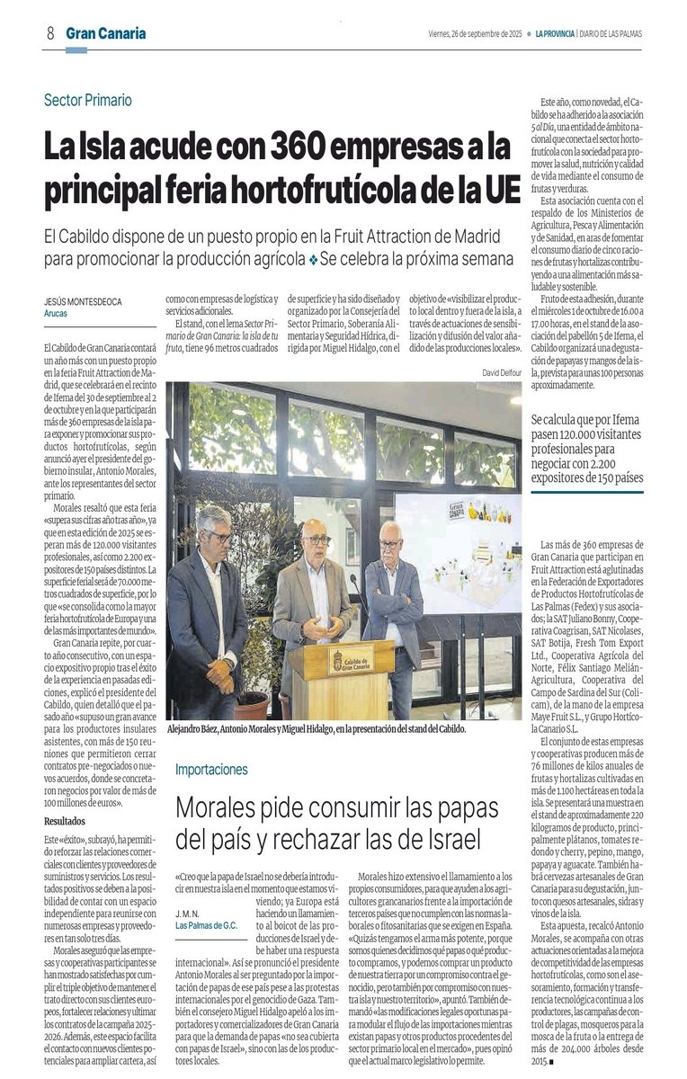 sectprimariogc's tweet photo. 🍊🥭🍌𝙂𝙧𝙖𝙣 𝘾𝙖𝙣𝙖𝙧𝙞𝙖 𝙗𝙧𝙞𝙡𝙡𝙖𝙧𝙖́ 𝙚𝙣 #FruitAttraction2025🇮🇨✨
Con +360 empresas, llevamos a Europa la calidad de nuestras frutas y hortalizas 🌍🍍🥒🍅
Bajo el lema “La isla de tu fruta”, apoyamos a productoras y cooperativas para fortalecer nuestra soberanía💪🌱 https://t.co/uLDI3lJZzq