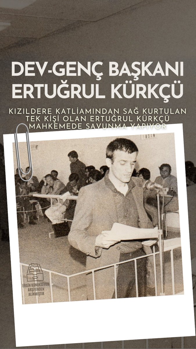 68arsivi's tweet image. Dev Genç Başkanı Ertuğrul Kürkçü... Kızıldere katliamından sağ kurtulan tek kişi, mahkemede savunmasını yapıyor... 
#ertuğrulkürkçü #devgenç #mahirçayan #kızıldere #erginkonuksever  #68arşivi #68kuşagı