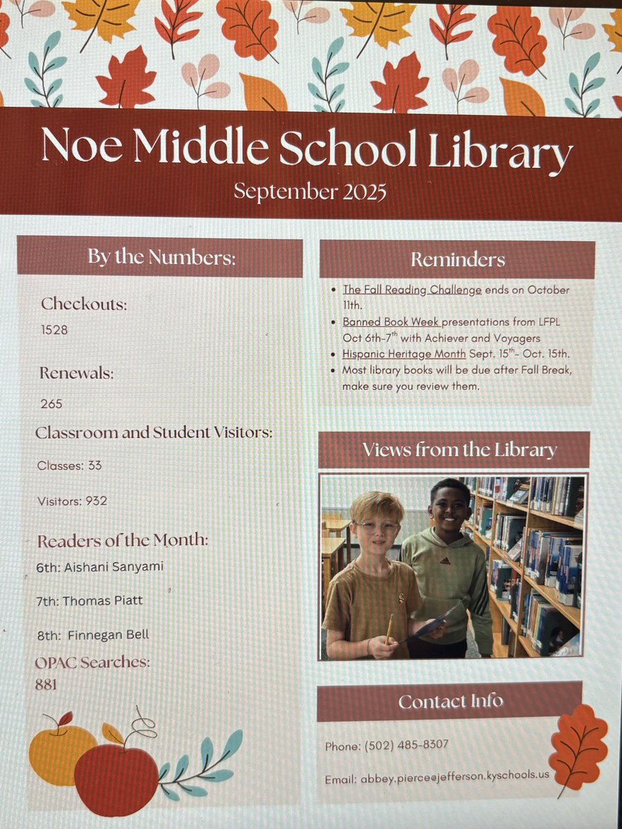 By the numbers: September 🍁<a href="/Noe_JCPS/">Noe Middle School</a>