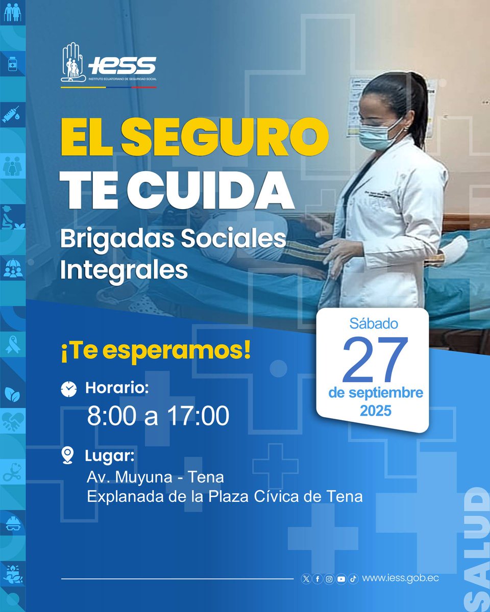 IESSNapo's tweet photo. Participa de nuestra #BrigadaMédica y accede a:

➡️ Servicios y prestaciones 
➡️ Atención médica

¡Te esperamos! https://t.co/o2EaLEAPYV