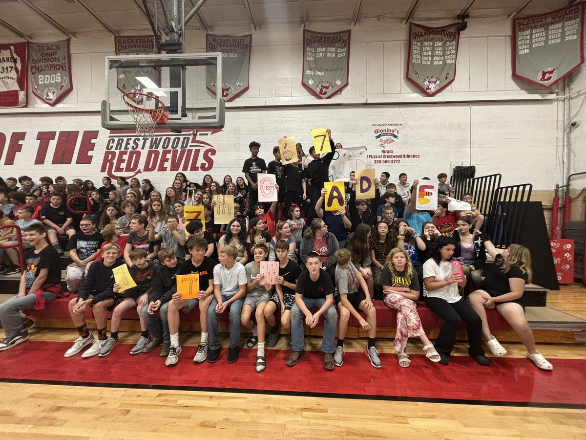 MathWithMsBretz's tweet image. 7th graders took 3rd in their 1st pep rally! Not too shabby for a first time around- awesome work and cheering 📣