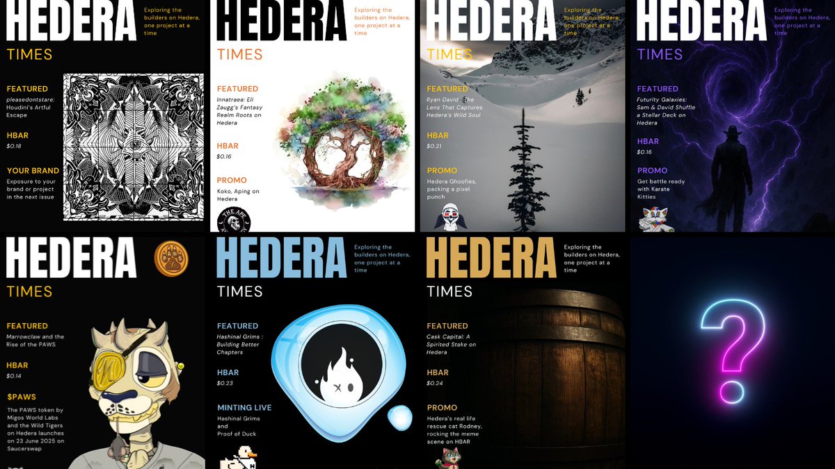 Why own one of our Hedera Times NFTs when you can read it for free 🤔 Well..

1. It's an awesome and unique NFT collectable
2.Each Issue is limited to 25 copies
3.Holding one = WL and Discount for every future mint
4.Each mint has prizes valued much higher than mint price (Next