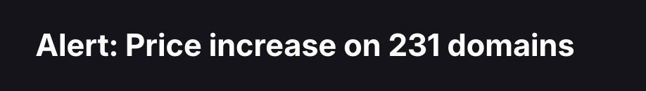 This evening we received this email. Correction to our previous +150, we've actually secured +231 domains.