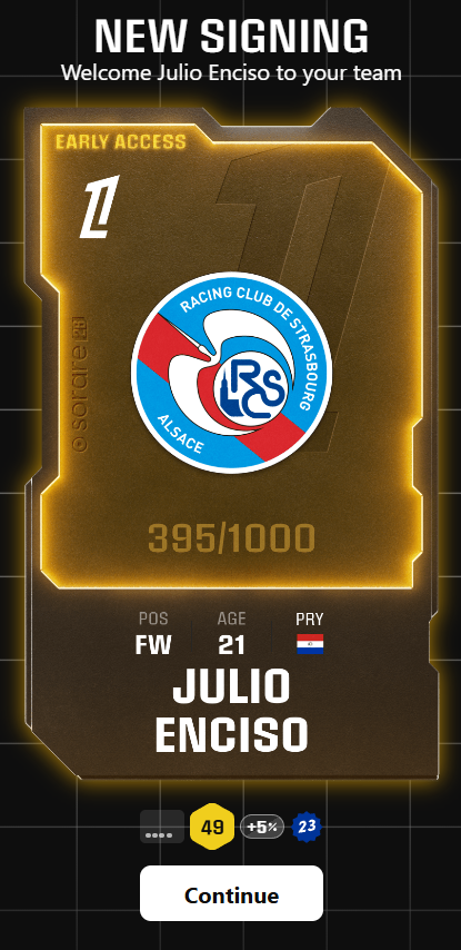 SorareML's tweet photo. U23 is so fucked nowadays. This is a reward for top-5 in div 2, would have genuinely preferred essence😂 https://t.co/JJIvrwoNLw