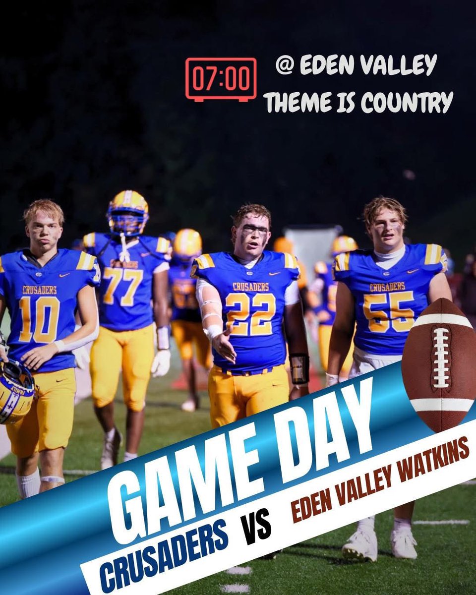 GAME DAY!

Crusaders travel to take on the EVW Eagles - 7pm.

#FightFightCrusaders💙💛🤍🏈
#OnTheHunt🔥
#Pirates🏴‍☠️