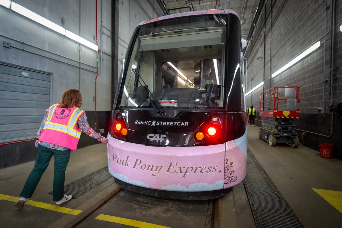 Hitting the streets of KC this morning, The Pink Pony Express, a Chappell Roan–themed KC Streetcar. Have you seen it?  kansascity.com/news/local/art…