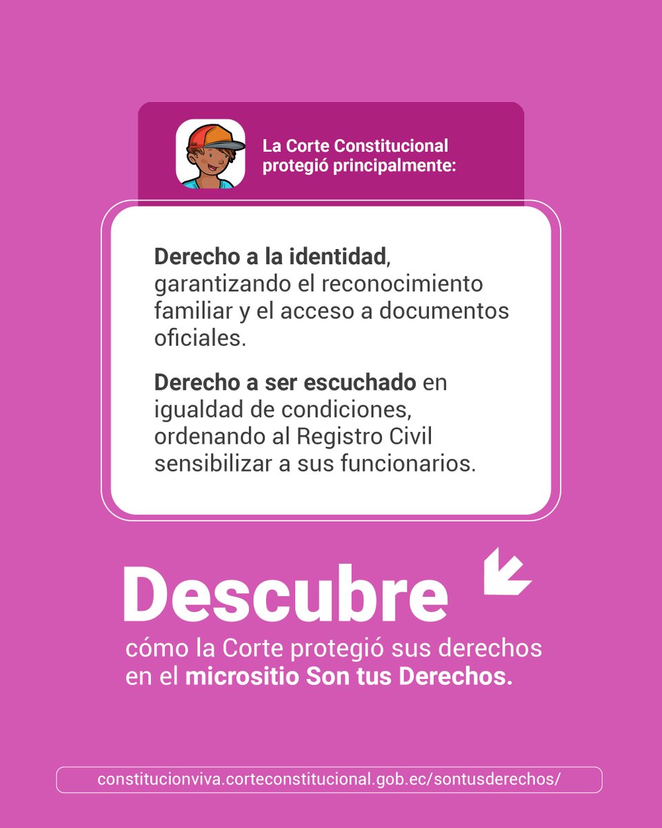 CorteConstEcu's tweet image. 🪪 La identidad es la base para ejercer todos los derechos. La historia de Patricio muestra que escuchar la voz de niñas, niños y adolescentes es primordial.

👦🏽 Conoce la historia de Patricio:
bit.ly/46ksexV