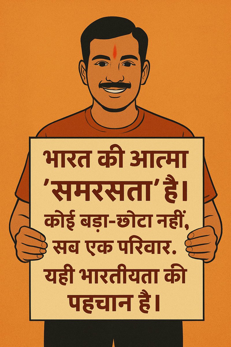 ilalitjoshi's tweet photo. भारत की आत्मा 'समरसता' है। कोई बड़ा-छोटा नहीं, सब एक परिवार. यही भारतीयता की पहचान है। #ILoveIndia https://t.co/mRYQlTphme