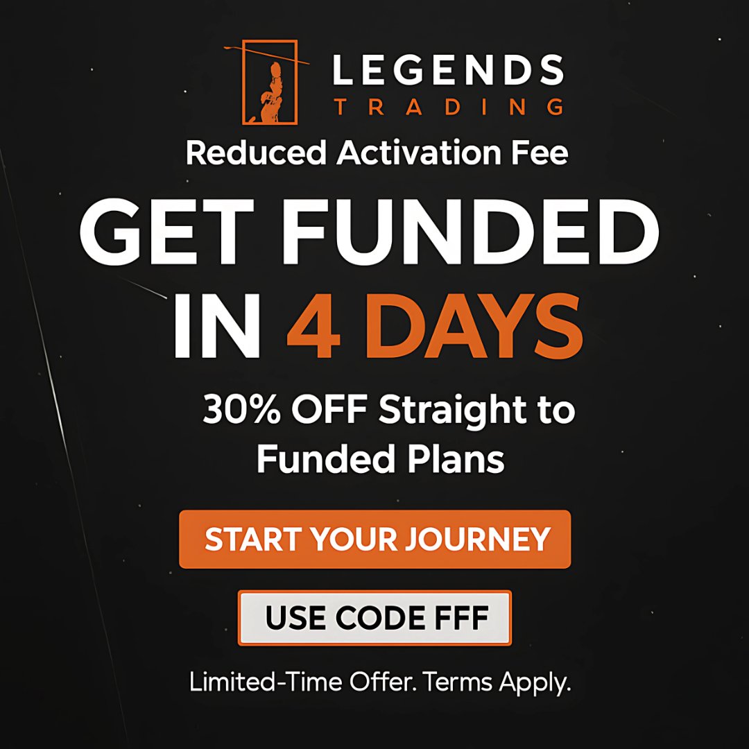 TeamFFOF's tweet photo. 🚀 Become a Master Trader in Just 4 Days! 🚀
Legends Trading is slashing fees and accelerating your path to success! Get funded faster than ever with:
✅ Reduced Activation Fee
✅ 30% OFF Straight to Funded Plans
✅ Pass the Eval in Just 4 Days!

🔥 USE CODE FFF at checkout! 🔥
⭐ Legends: https://t.co/EsDOR5EkW9  
Affiliate Disclosure: We earn a commission when you use our discount code