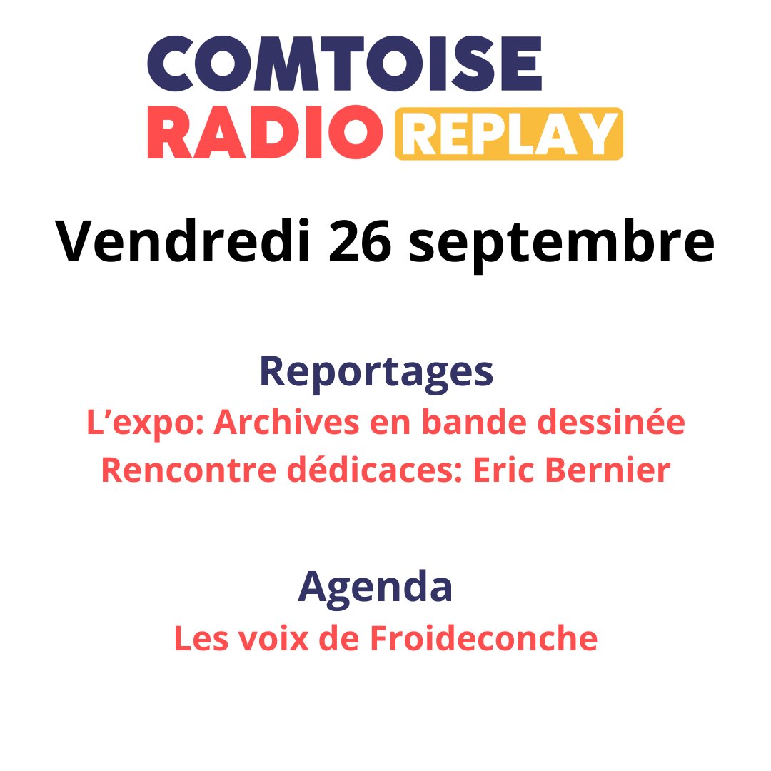 🎧 REPLAY COMTOISE RADIO
👉 Retrouvez tous nos replays sur l'appli Comtoise Radio et sur comtoiseradio.fr