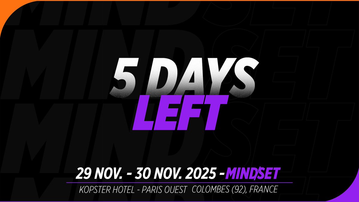 🚨5 days left to signup 🚨

Less than a week before the end of early bird .  

Registration link : 📷#MINDSET25