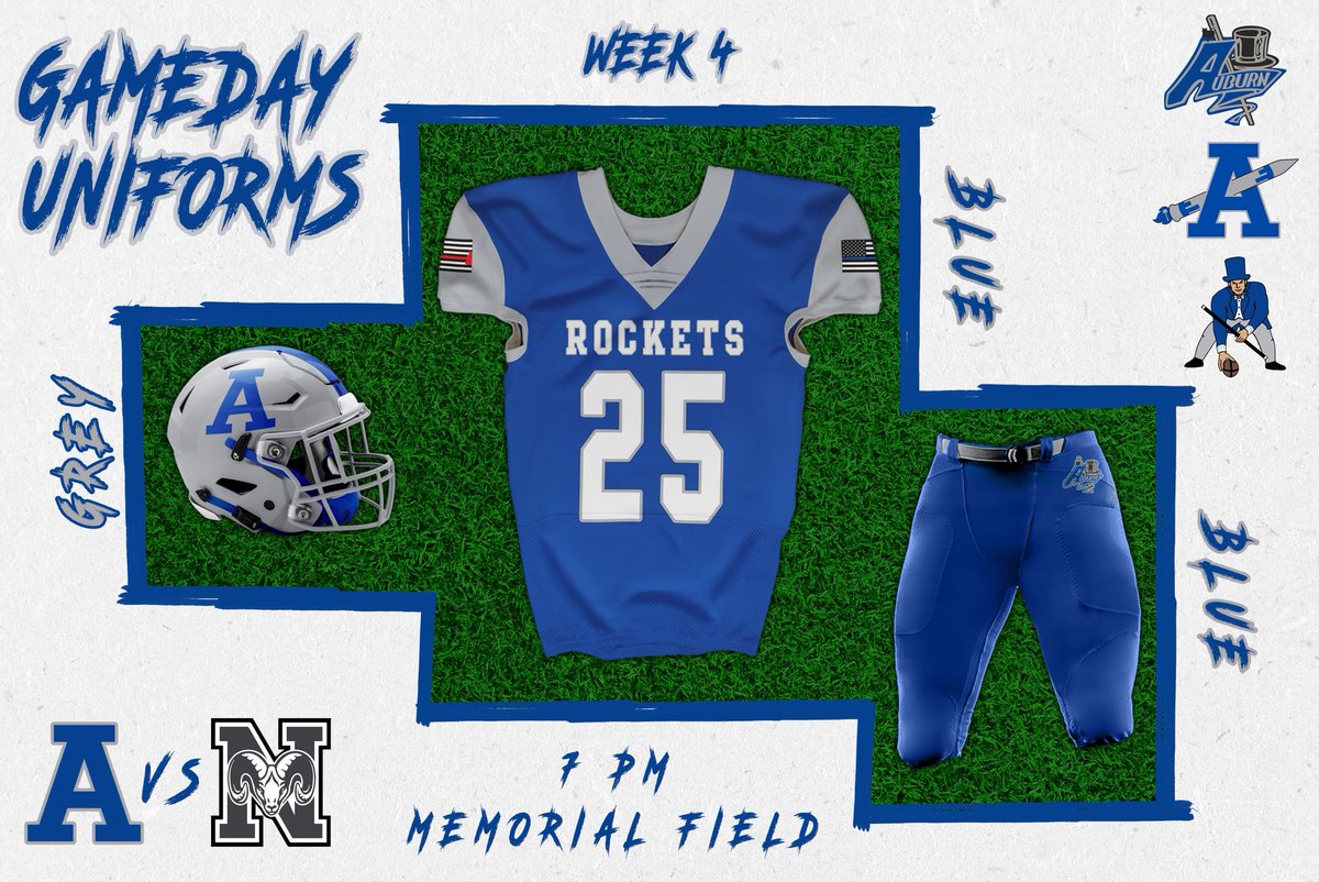 AuburnRocketsFB's tweet image. 𝑮𝑨𝑴𝑬𝑫𝑨𝒀 🚀

🆚 Northbridge
📍Home - Memorial Field 
🕖 7:00 PM
👔 🔵 on 🔵

@tgsports 

#LetsGoRockets