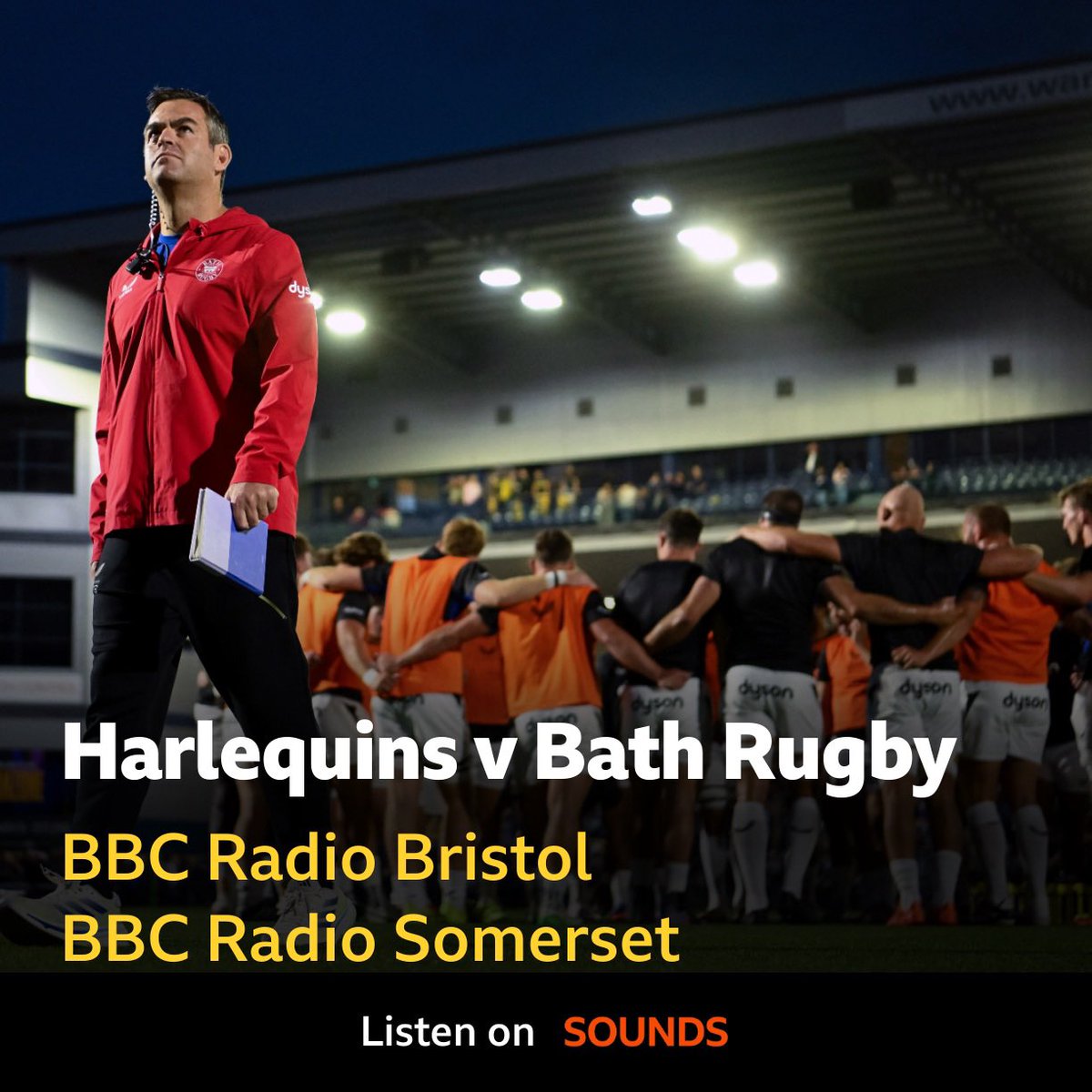 🏉 Harlequins 🆚 Bath Rugby

🎙️ Build up and commentary from 7pm with Dan Albutt &amp; <a href="/TomBradshaw1979/">Tom Bradshaw</a> 

📻 <a href="/BBCBristol/">BBC Bristol</a> 94.9FM, 104.6FM, DAB; <a href="/bbcsomerset/">BBC Somerset</a> 95.5FM, DAB, 1566mw
🔈 <a href="/BBCSounds/">BBC Sounds</a> 
📺 Freeview 711 &amp; 714