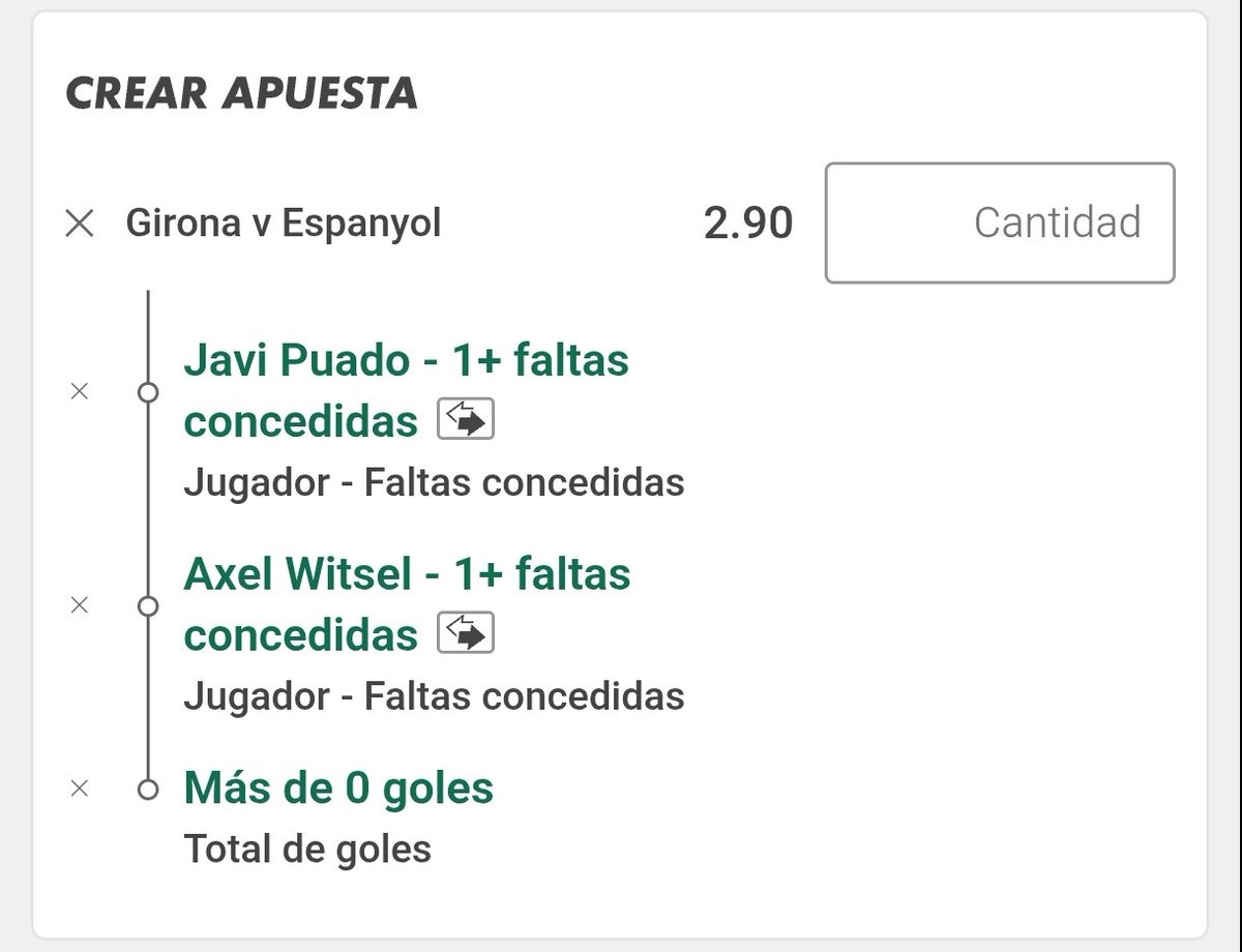 Witsel viene de perderse la jornada anterior, es el jugador de contención del centro del campo del Girona y aunque sea alguna falta táctica seguro que comete.Javi Puado delantero perico tiene de media 1.7 faltas por partido, el español es un equipo que mete mucha intensidad.