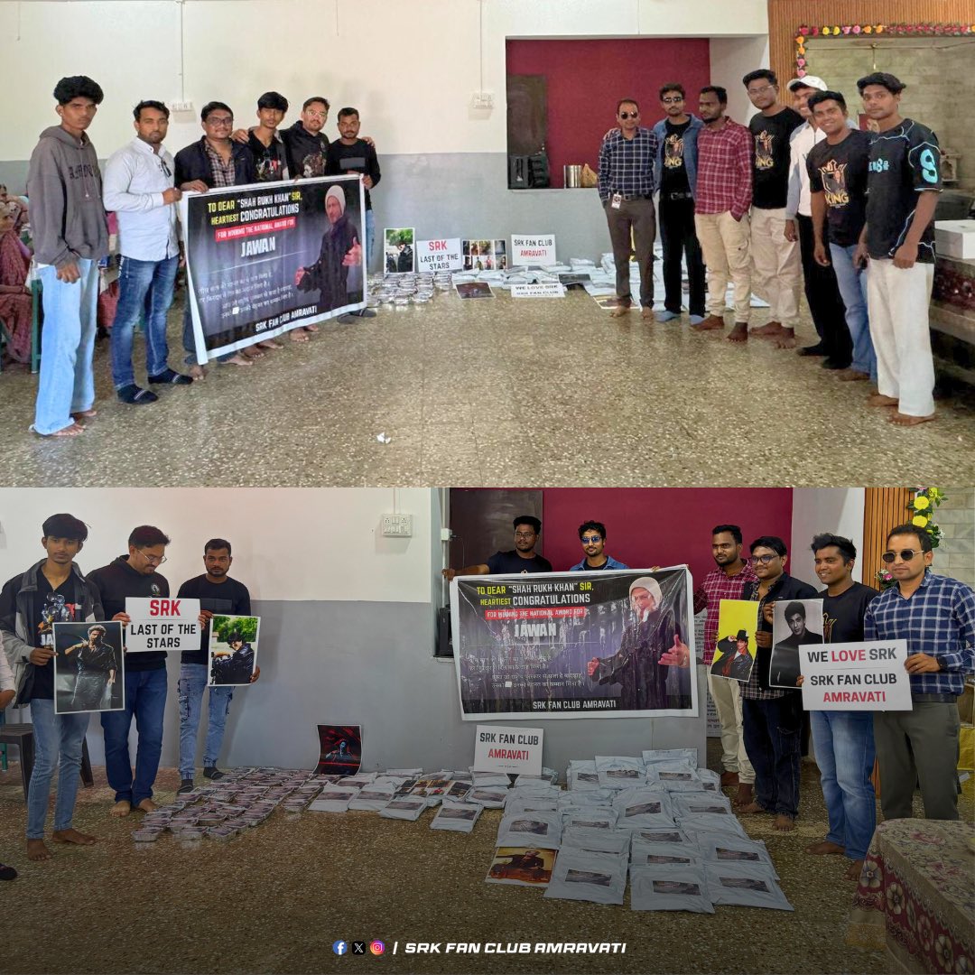 SRKfcamravati's tweet photo. A proud moment for every SRKian.. 😊 We SRK Fan Club Amravati honored SRK Sir’s National Award by celebrating with speeding humanity and love..❤️ 
 
Congratulations @iamsrk sir 😊

#SRK #ShahRukhKhan #King #NationalAwards #NationalAwards2025 #71stNationalFilmAwards https://t.co/DEvknOlEo2
