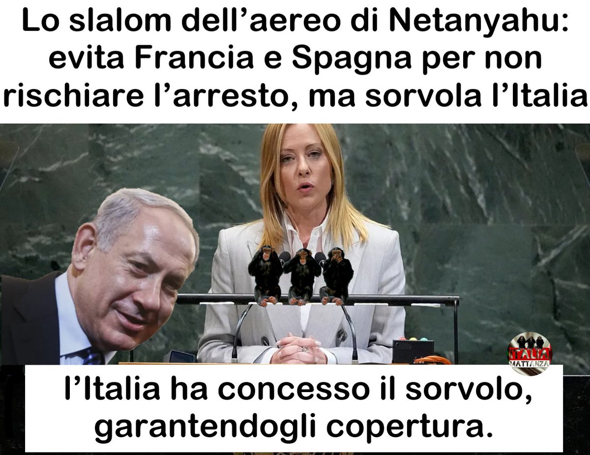 IMattanza's tweet image. Giorgia Meloni e il suo governo sempre più vergognosi: l&apos;Italia  che spalanca i cieli d’Italia al criminale Netanyahu

Che schifo, che vergogna assoluta! Mentre il mondo intero – da Francia a Spagna, da Irlanda ad altri paesi con un briciolo di dignità – chiude le porte in faccia…
