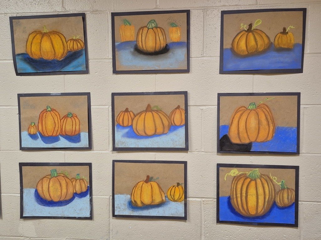 "Chalk  Pastel Pumpkin Still Life"
By Mrs. Brail's 7th Grade Art Class