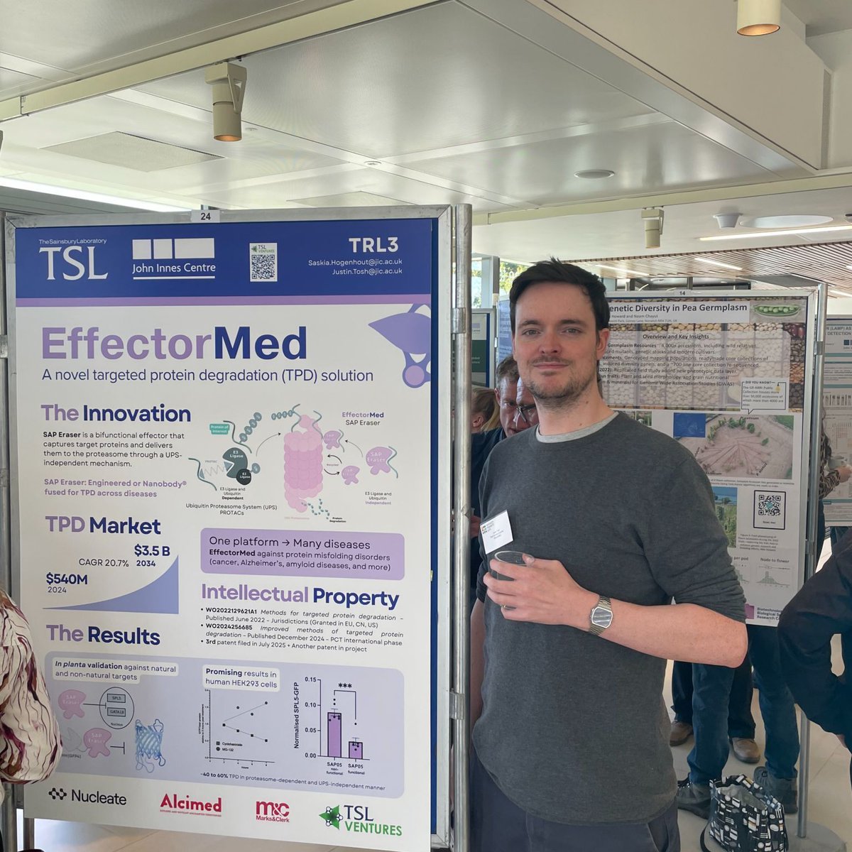 Busy week for TSL Ventures!

First Damien Caubrière and <a href="/_sasha_er/">Sasha Eremina</a> joined the #WorldAgriTech Innovation Summit in London, then innovation came to Norwich for <a href="/NorwichResearch/">Norwich Research Park</a>'s #PosterShowcaseEvent.

Huge thanks to everyone for making Norwich a centre of agritech excellence! 🌱🚀