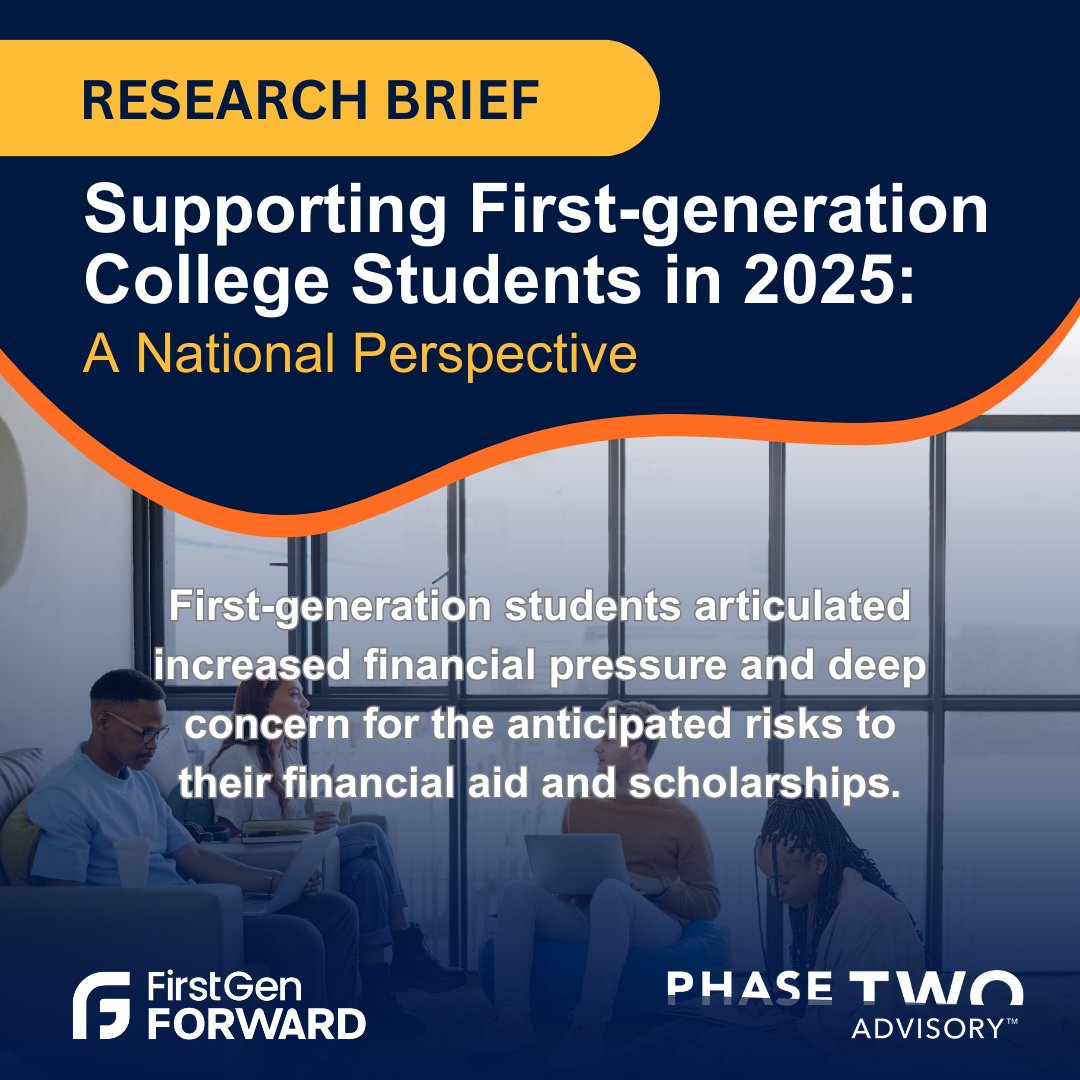 FirstgenForward's tweet image. As reflected in the survey data and focus groups, #firstgen students are facing increased barriers and expressed deep concern for the anticipated risks to their financial aid and scholarships. Read more and download the FREE brief at bit.ly/FGFLandscape. #FirstGenForward