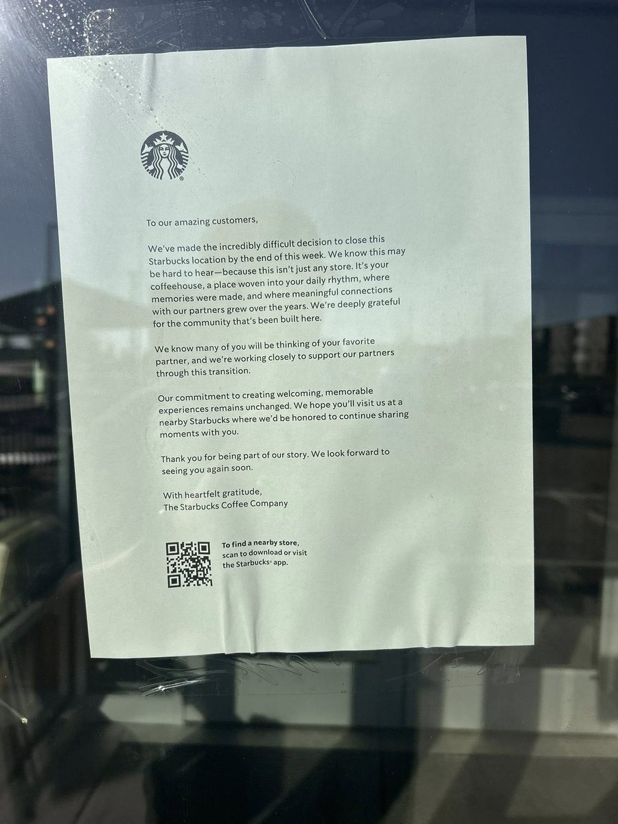 MattPaulsonSD's tweet image. Starbucks is closing two of the locations we have leased to them.

They didn&apos;t bother to notify us.
So, that&apos;s fun.