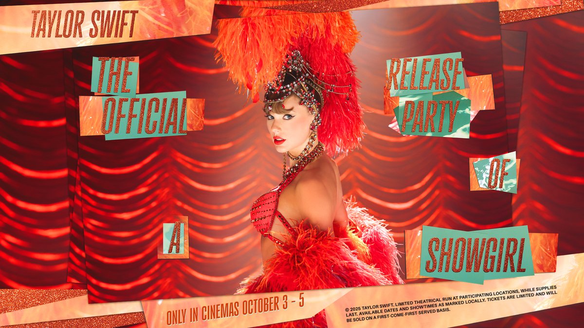 Cines_Kinepolis's tweet photo. and baby that's show business for you 🧡

¡Swifties, la espera ha terminado! #TSReleasePartyofaShowgirl llega a Kinépolis el 3 de octubre para una noche exclusiva de música, magia y mucho más.

🚨 ¡Las entradas estarán disponibles el lunes 29 de septiembre a las 3pm en https://t.co/xdBRbXiwJ7!