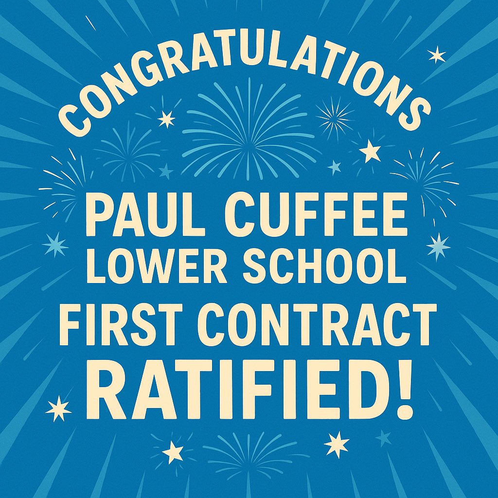 First contract won!  Over the past year, the staff at PCLS has inspired us with their fight for students, families, and workers! Congratulations on becoming the first charter school in RI to ratify their contract!  <a href="/AFTunion/">AFT</a> <a href="/RIDeptEd/">Rhode Island Department of Education (RIDE)</a> <a href="/stopthewaitri/">Stop the Wait RI</a>