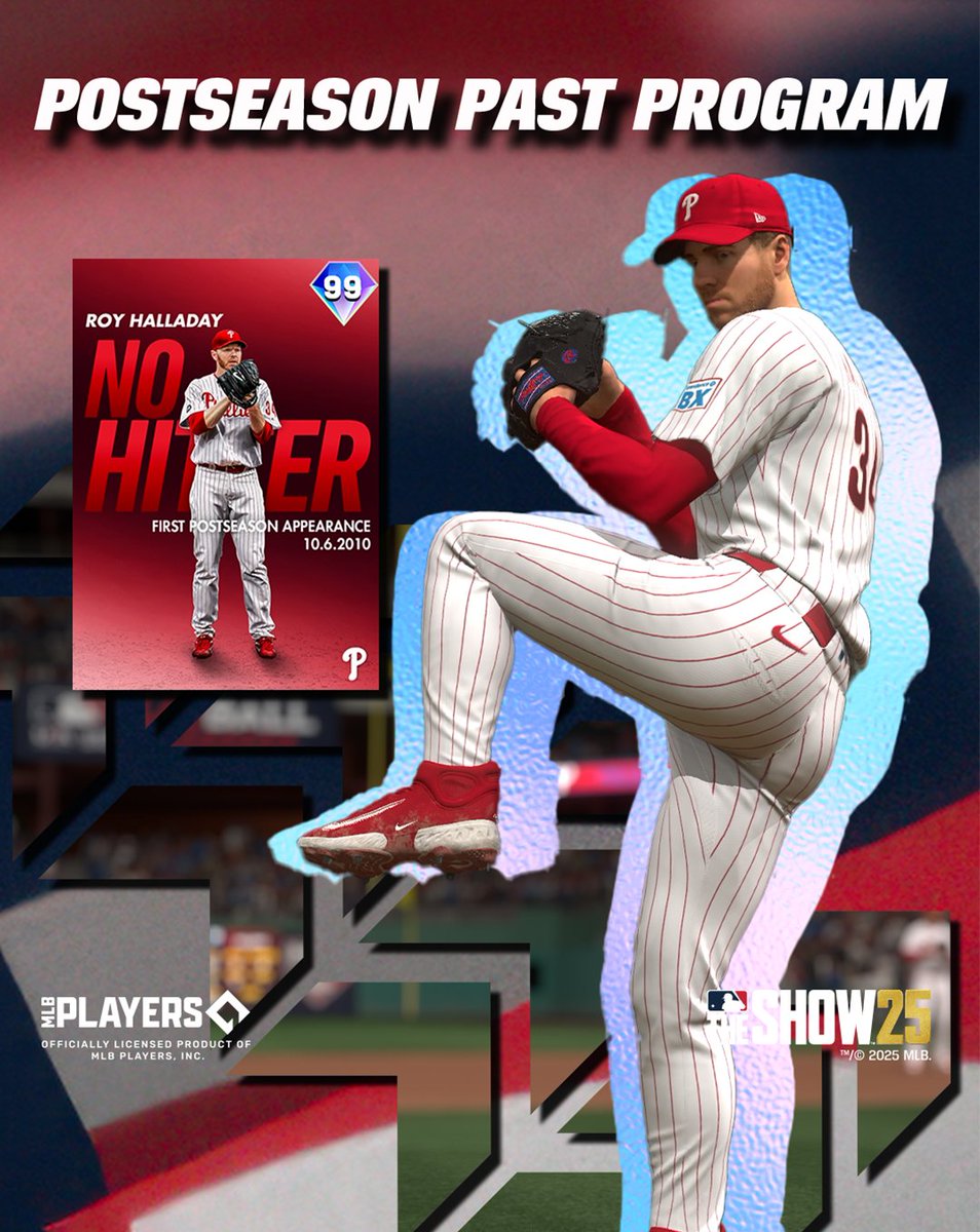 Milestone Roy Halladay, your final reward in the #Postseason Past Program! 🔔😤

Add him to your rotation today at noon PT in #MLBTheShow 25. ⚾️