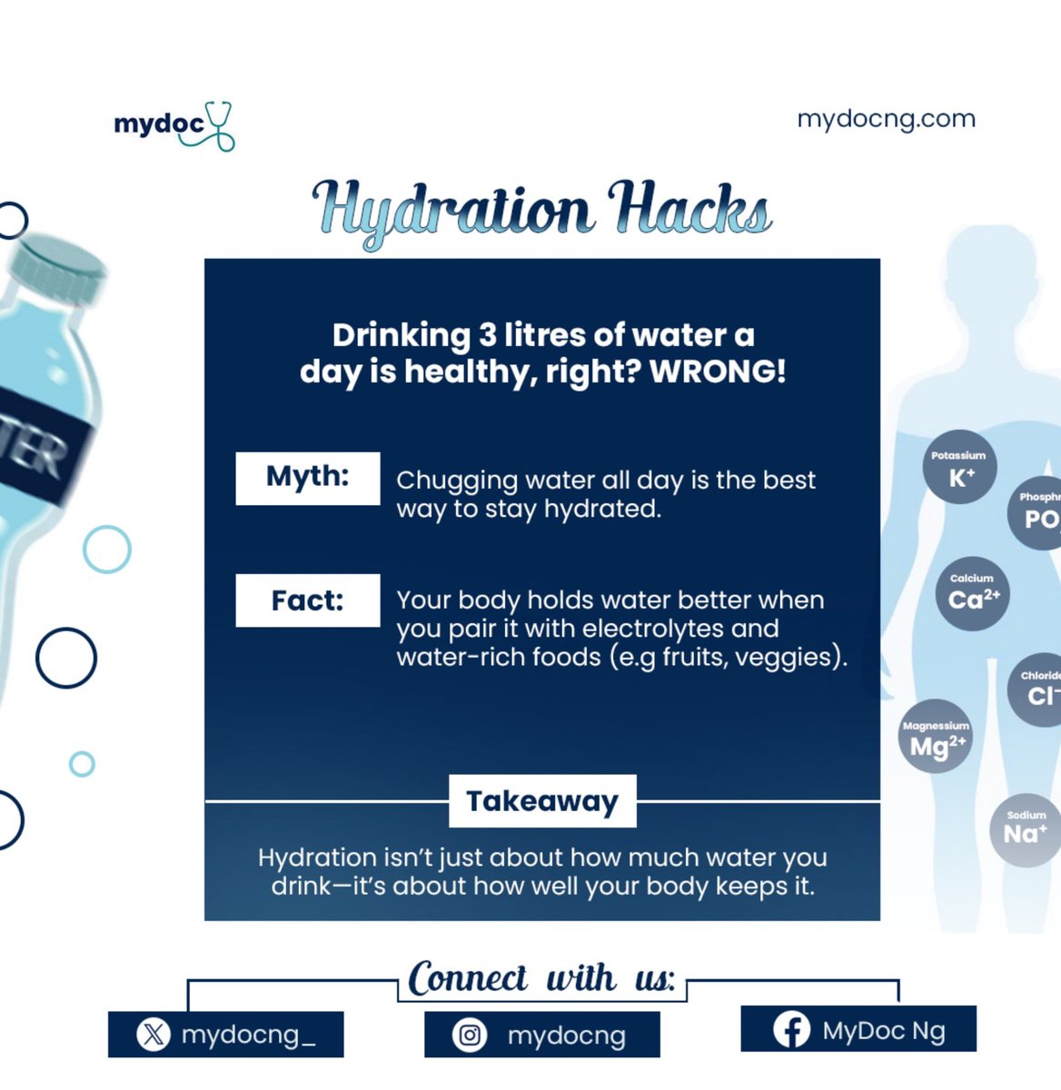 MyDocng's tweet photo. Staying healthy doesn't have to be a burden.
▶️Staying hydrated is keeping yourself healthy!

⏩Consult with a Doctor when you notice anything strange.

MyDocng: Bringing Healthcare to you.💙🤍 https://t.co/rqLr5xpEpx