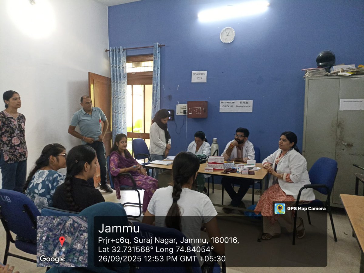 itiJammu's tweet photo. As part of #SevaPakhwada2025, Govt. ITI Jammu organized a 🩺 Free Health Check-up &amp;  Stress Management Session for staff &amp; trainees, promoting wellness, mental balance &amp; healthy lifestyles. Active participation made it a great success!
@dmjammuofficial  @directorskilljk  @SkillJK https://t.co/TorzBiFt2c