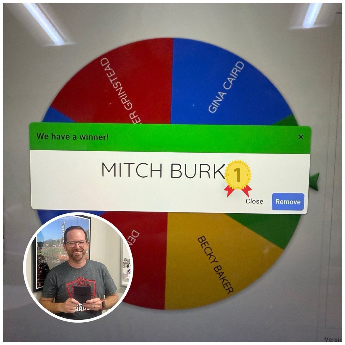Congrats to Mitch Burk! He was our $25 Amazon gift card winner for September 🎉 Don’t forget to snap a photo in your NPEF shirt and tag us on social media for a chance to win in October!  (Gift card provided by MAK Painting &amp; Drywall Inc.) <a href="/NewPalCS/">New Palestine Community Schools</a>