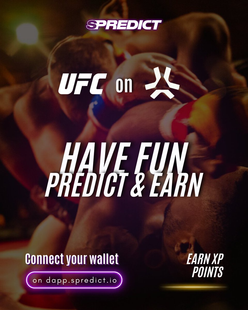 spredict_io's tweet image. 📢Dear @ufc, crypto lovers and gamers!

Get ready to ruuumble!

This is one of your last shot to validate your XP points and secure your airdrop for $SPI token which will be released in Uptober... 🚀

Connect your AGW on our dApp or any wallet with Sepolia ETH on @AbstractChain…